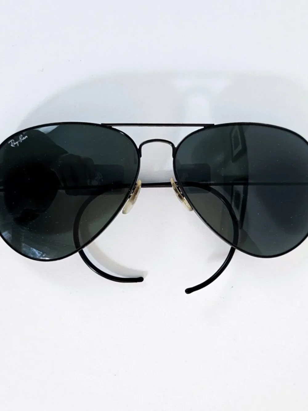 Circa 1980s Vintage B&L Ray-Ban G-15 Black Shooting Aviator Polarized Sunglasses